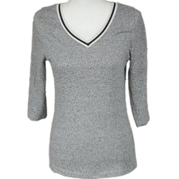 Ink + Ivy, Gray Striped V-Neck Sweater_NWT - Picture 1 of 6